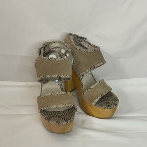 Michael Kors Beige and Snake Print Platform Sandals